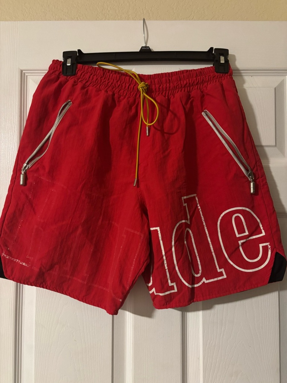 Rhude Men's Red Swim Trunks with Zipper Pockets